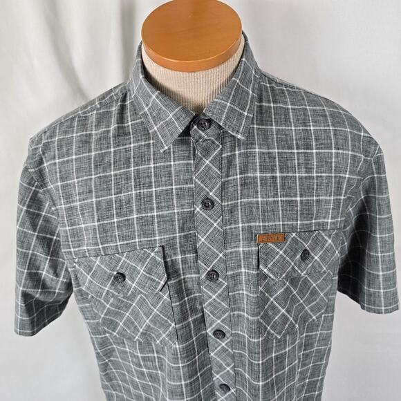 Orivs Classic Collection Button Down Shirt Men's M Gray Plaid Short Sleeve - Picture 2 of 16